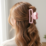 Sparkling Heart Rectangular Claw Clip – Matte Pastel Hair Jaw with Rhinestones (AHR2201)