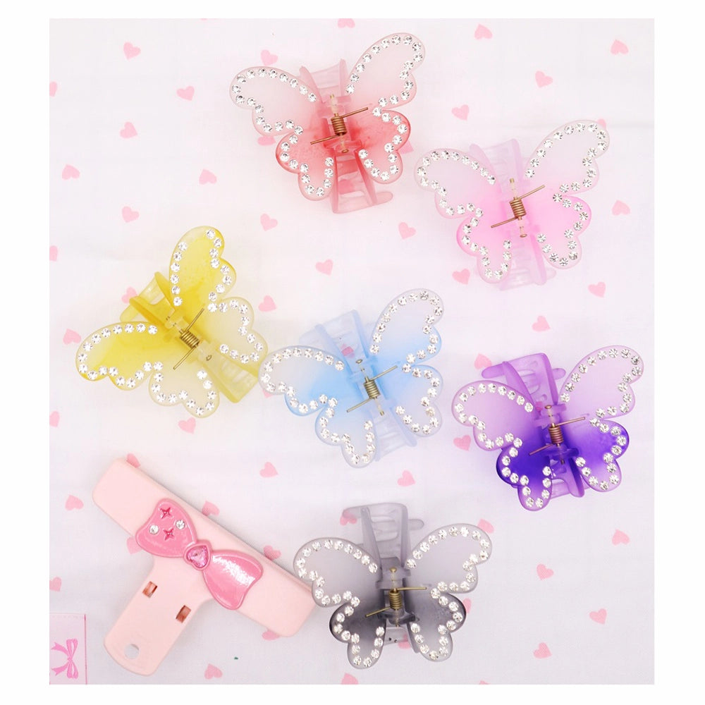 Sparkling Rhinestone Butterfly Claw Clips – Y2K Aesthetic Gradient Hair Accessories for Women & Girls (AHR2203)