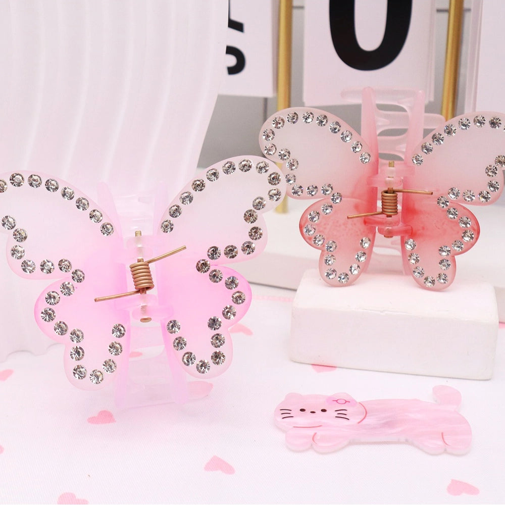 Sparkling Rhinestone Butterfly Claw Clips – Y2K Aesthetic Gradient Hair Accessories for Women & Girls (AHR2203)