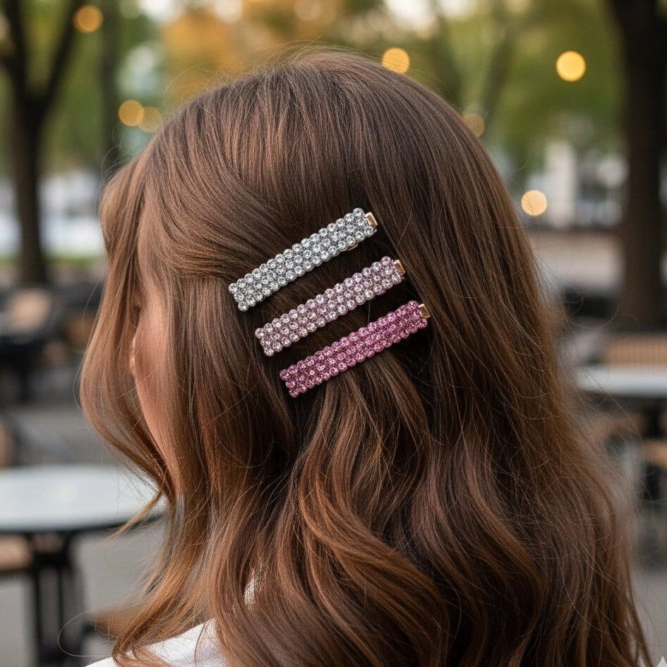 Sparkling Rhinestone Hair Clip Set - 4 Piece Fashion Accessories (AHR2211)
