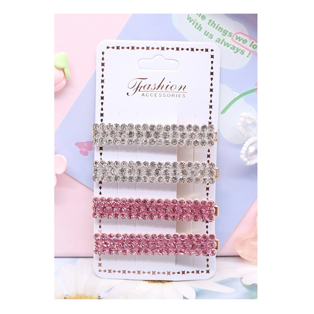 Sparkling Rhinestone Hair Clip Set - 4 Piece Fashion Accessories (AHR2211)