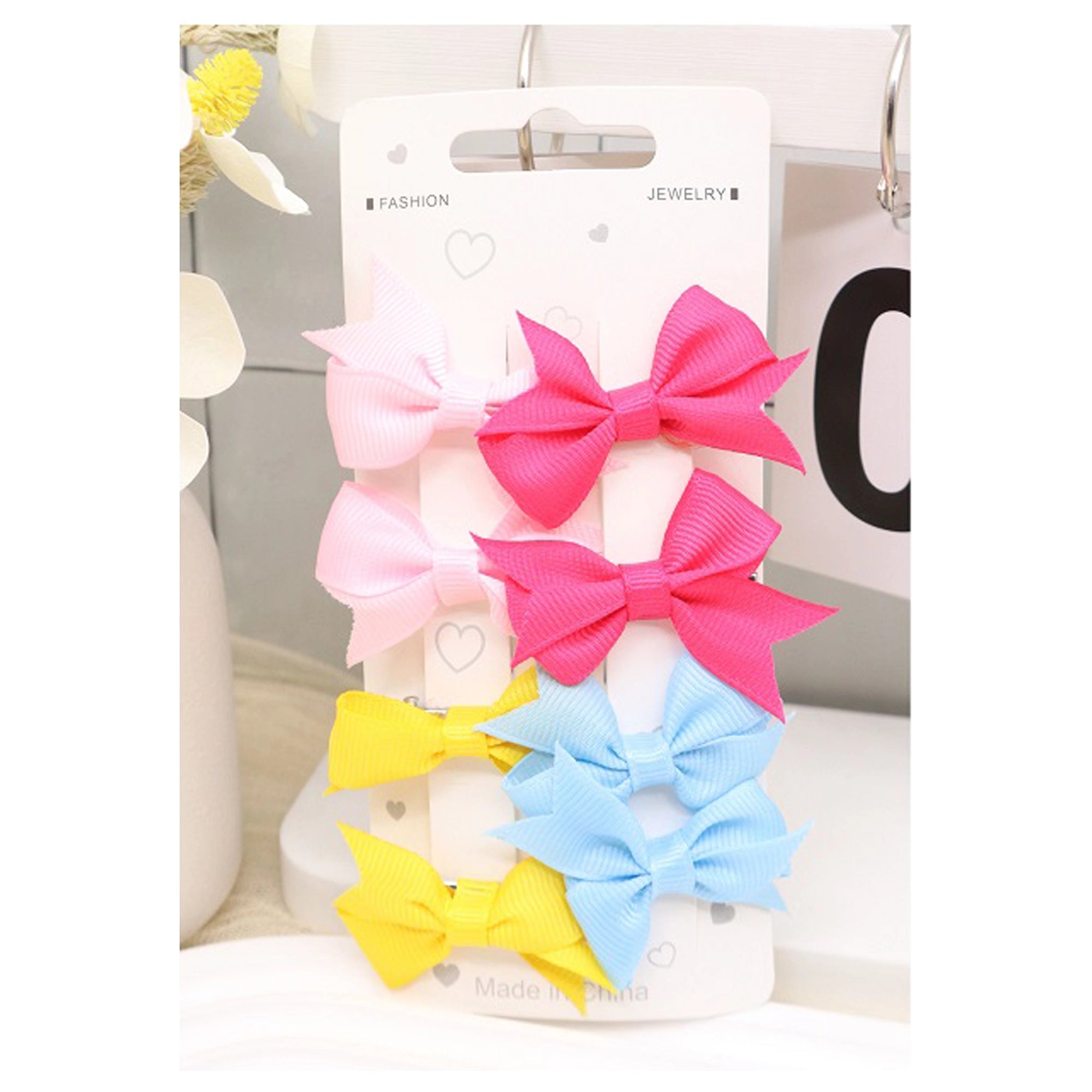 6pc Grosgrain Ribbon Hair Bow Clips Set for Girls – Cute Pastel & Vibrant Alligator Hair Clamps for Toddlers, Kids, and Teens (AHR2218)