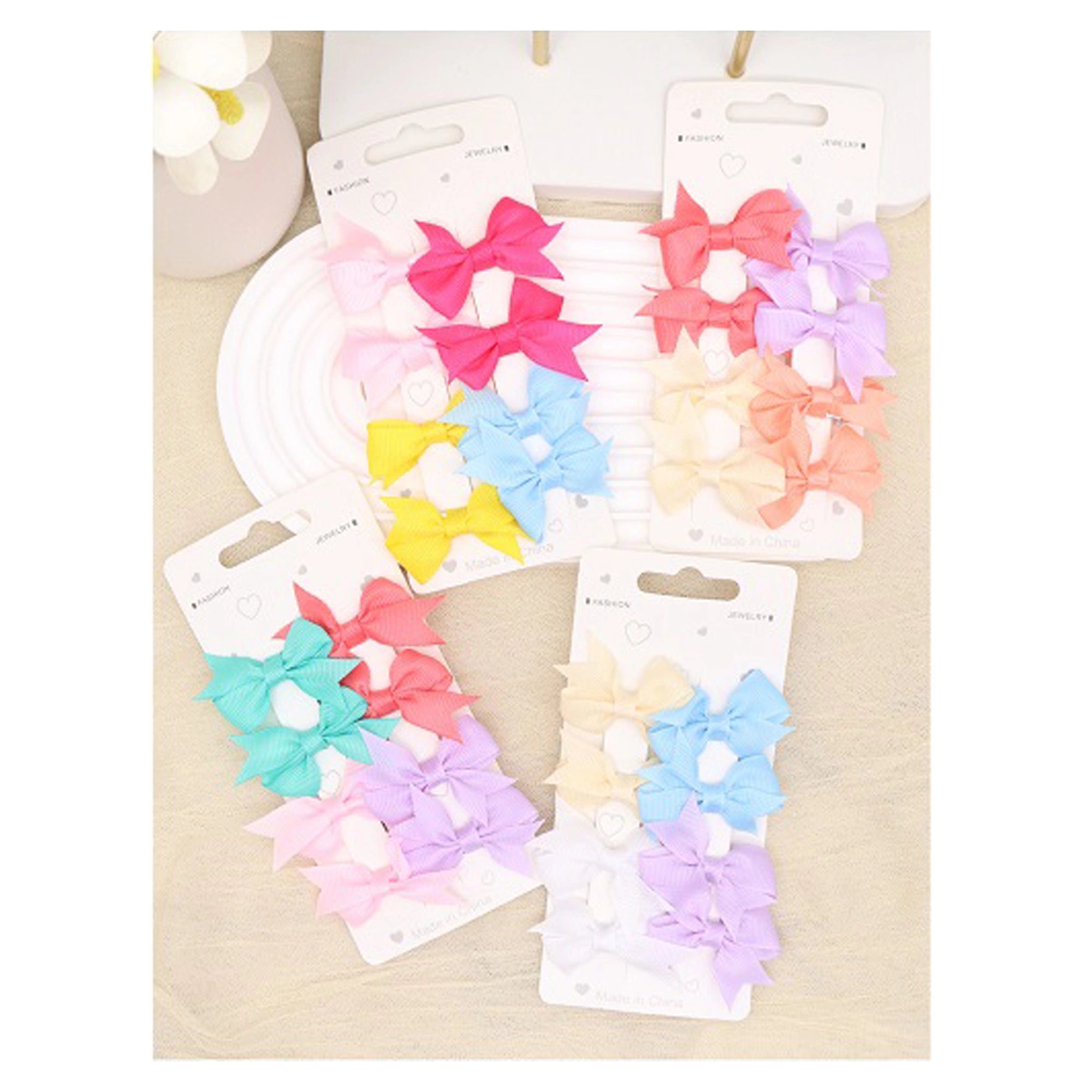 6pc Grosgrain Ribbon Hair Bow Clips Set for Girls – Cute Pastel & Vibrant Alligator Hair Clamps for Toddlers, Kids, and Teens (AHR2218)