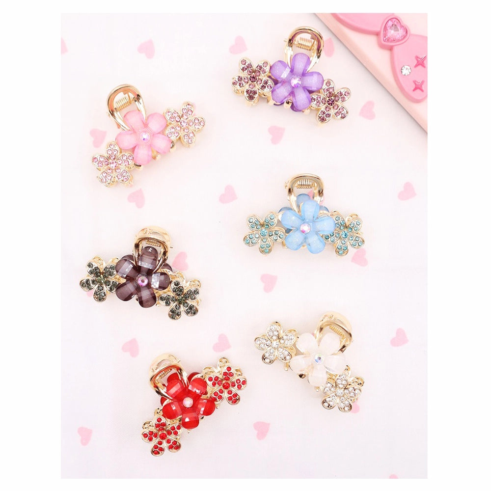 Sparkling Floral Rhinestone Mini Hair Claw Clips (AHR2225)