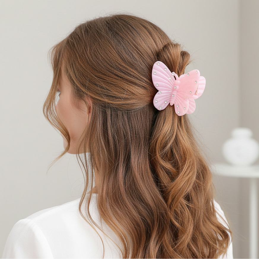 Sparkling Rhinestone Butterfly Hair Claw Clips - Y2K Aesthetic Hair Accessories (AHR2233)