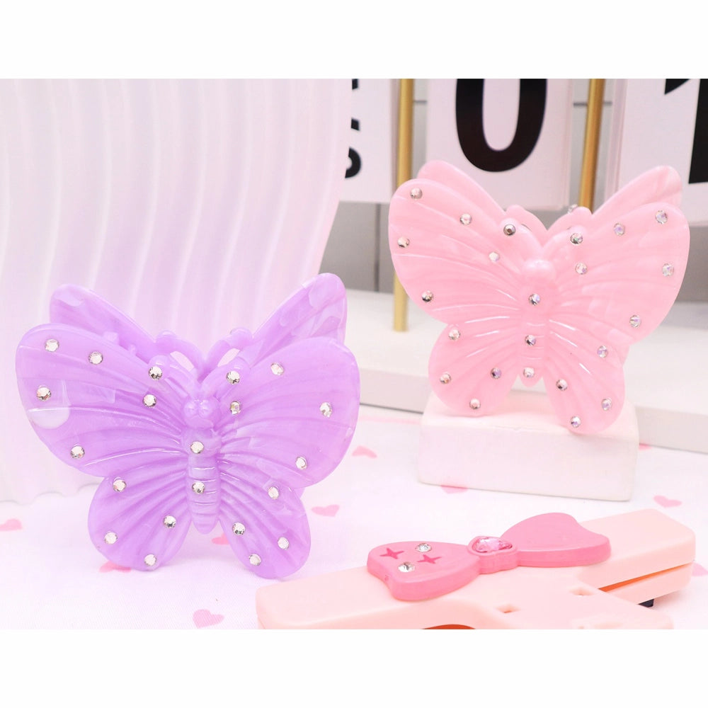Sparkling Rhinestone Butterfly Hair Claw Clips - Y2K Aesthetic Hair Accessories (AHR2233)