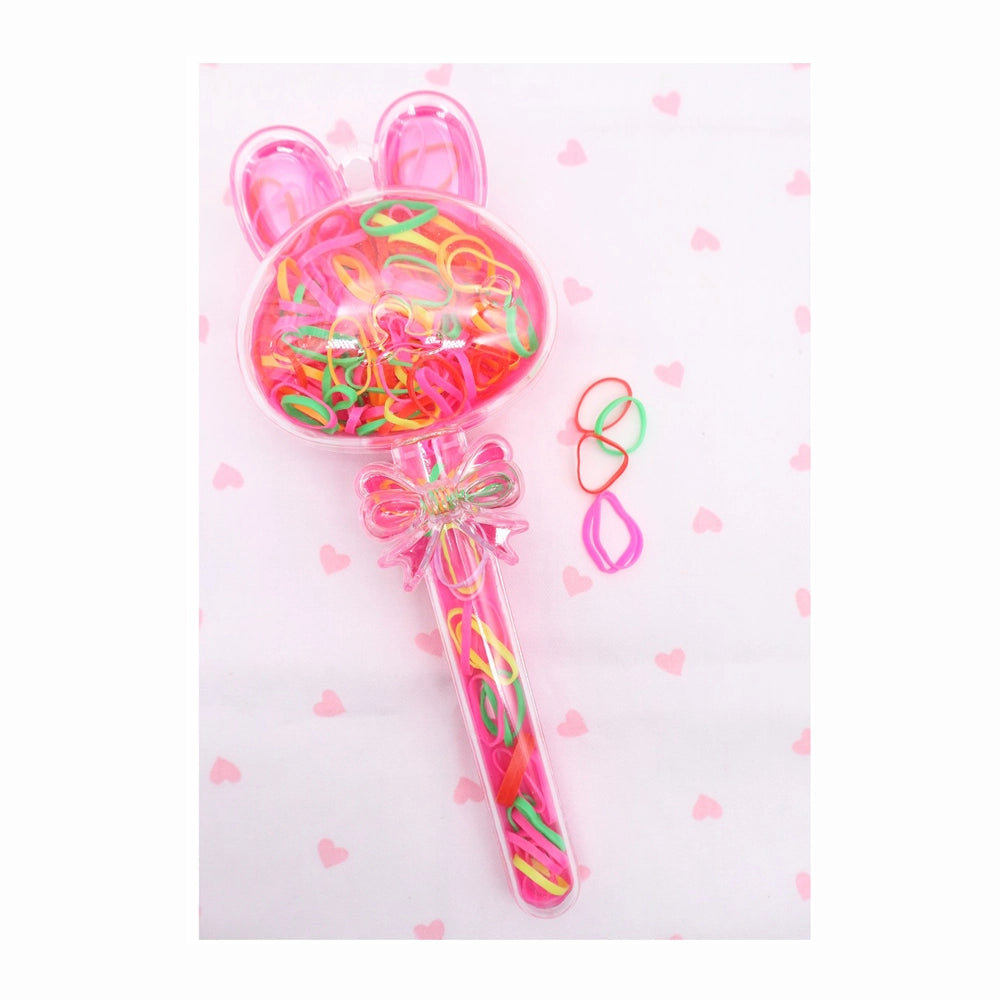 Bunny Magic Wand Hair Tie Set - Colorful Mini Elastic Rubber Bands for Kids (AHR2240)