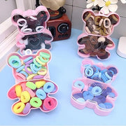 Cute Bear Box Elastic Hair Elastics Set – Seamless Mini Hair Ties for Toddlers, Kids, & Girls (Pastel & Neutral Options) (AHR2247)