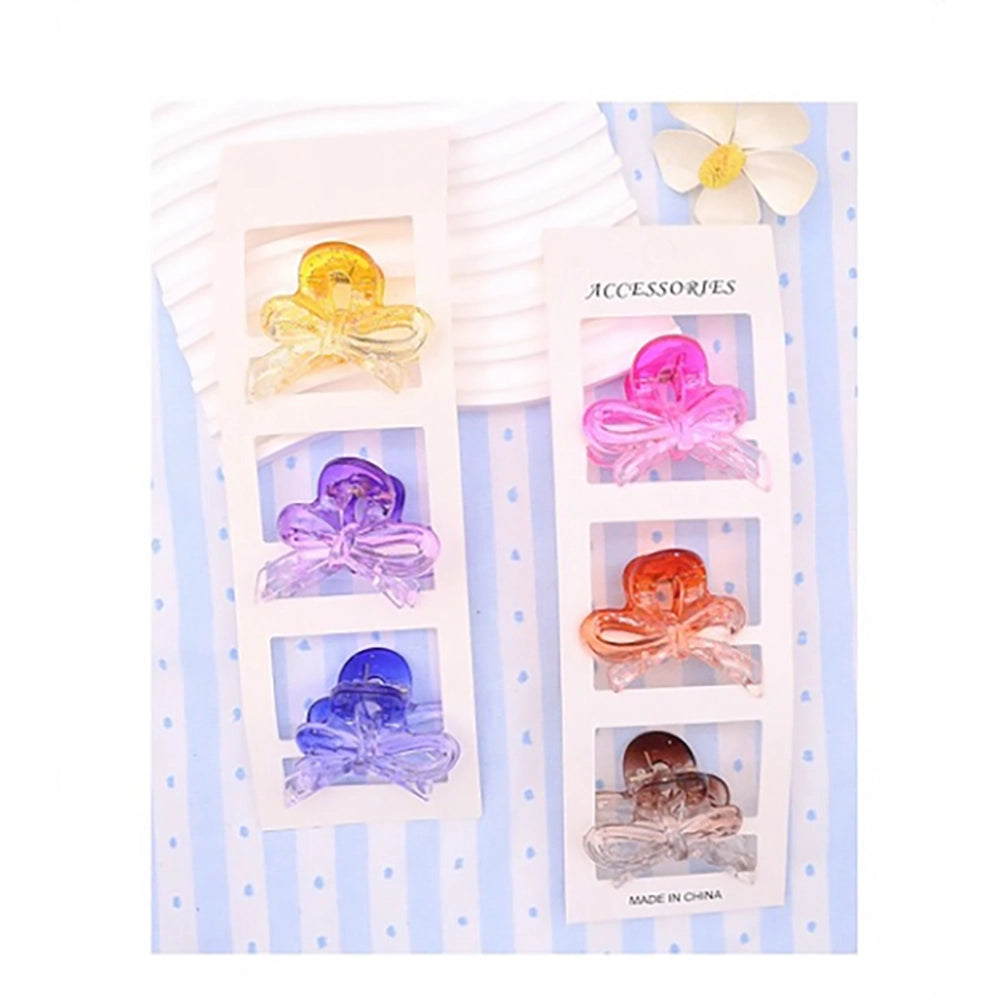 Mini Glitter Bow Hair Claw Clips Set – Cute Translucent Bowknot Jaw Clips for Women & Girls (AHR2296)