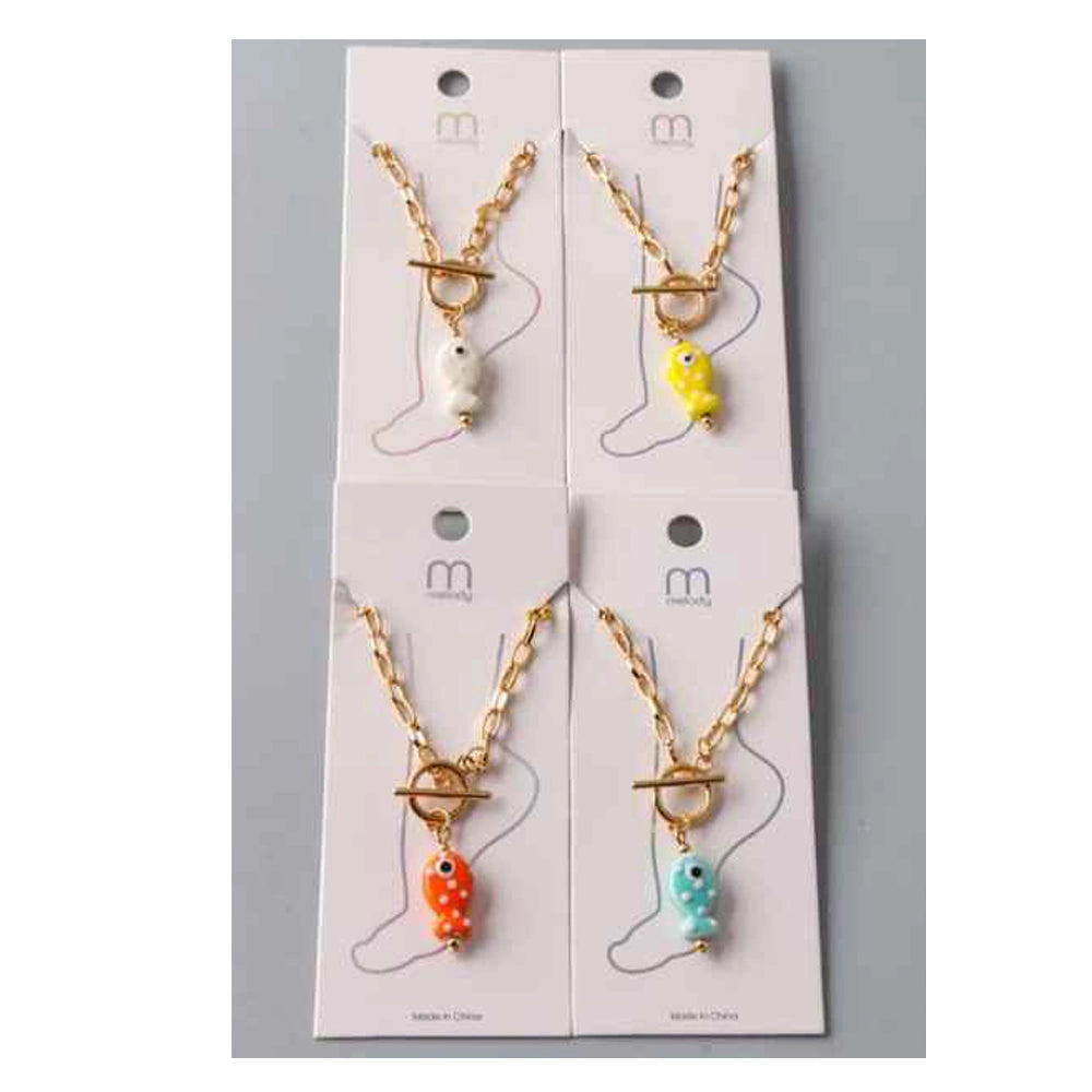 Gold-Tone Fish Toggle Chain Anklet - Whimsical Summer Beach Jewelry {AK6333}