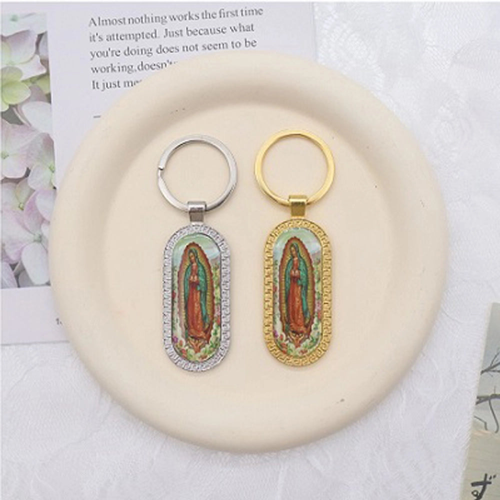 Our Lady of Guadalupe Medallion Keychain (Religious Keyring)