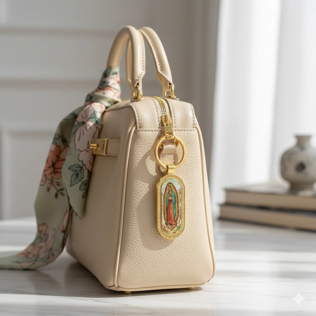 Our Lady of Guadalupe Medallion Keychain (Religious Keyring)