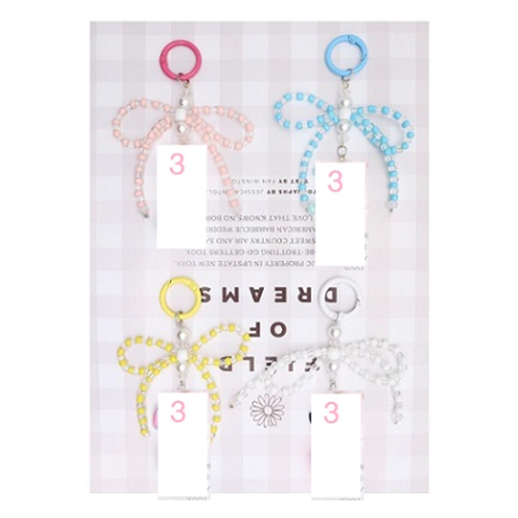 Beaded Bow Keychain and Backpack Charm – Cute 3.5-Inch Pastel Bow Knot Bag Accessory for School Back Packs, Keys & Lanyards (AKY1251N)
