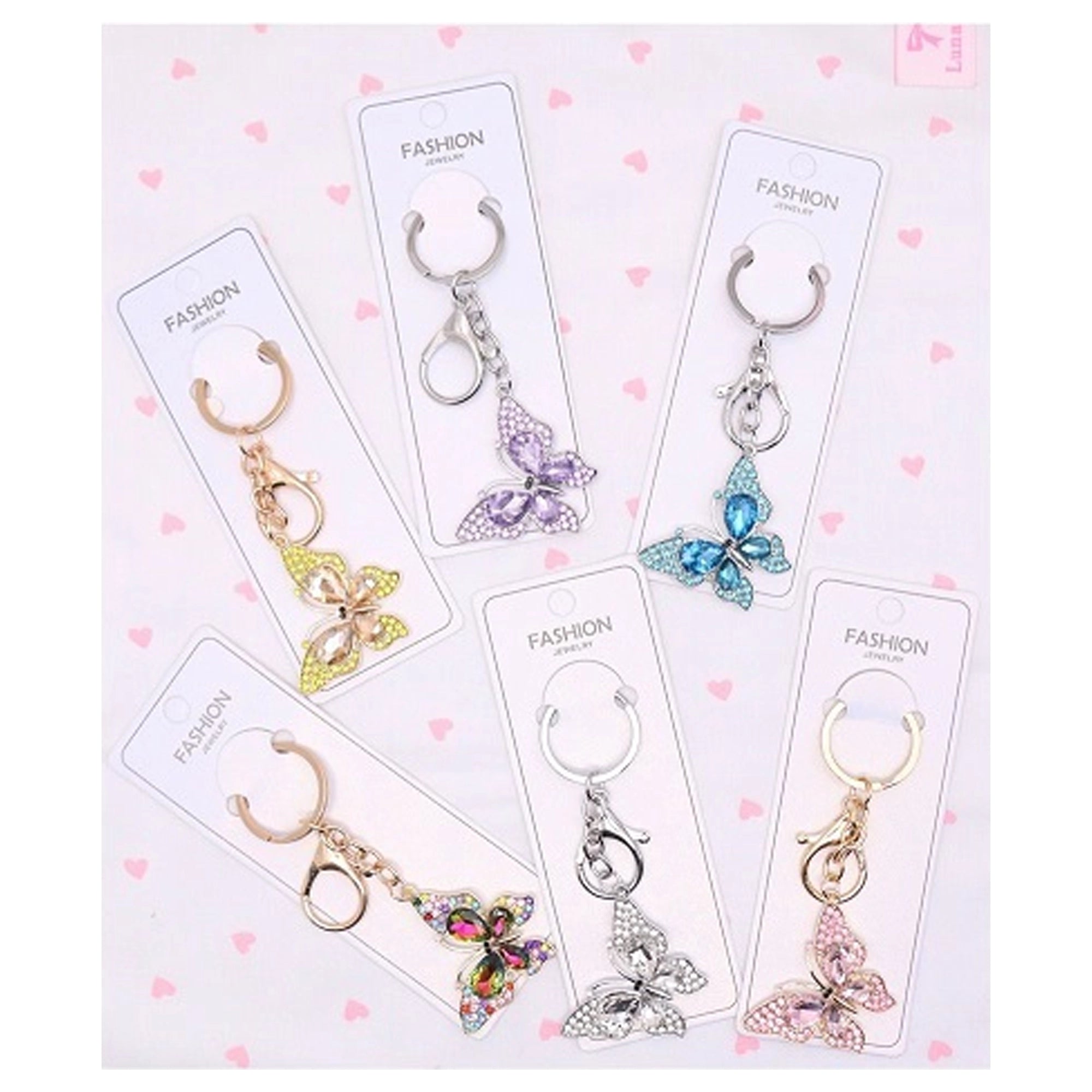 Sparkly Rhinestone Butterfly Keychain – Crystal Butterfly Bag Charm & Key Ring Accessory (AKY1270)