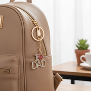 Sparkling Rhinestone "I Love Mom" & "I Love Dad" Keychain – Heart-Shaped Crystal Bag Charm & Key Ring Gift (Gold & Silver Finish) (AKY1272)