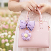 Cute Bowknot & Knit Flower Keychain Charm | Aesthetic Pastel Bag Accessory Pendant (AKY1291)