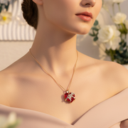 Rhinestone "Mom" Heart Pendant Necklace with Butterfly Accent – Elegant Mother’s Day Jewelry Gift (ANE1169)