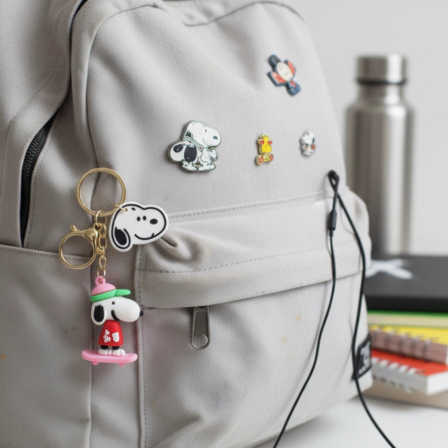 Adorable Skateboarding Dog Keychain | Cartoon Character Keyring & Bag Charm