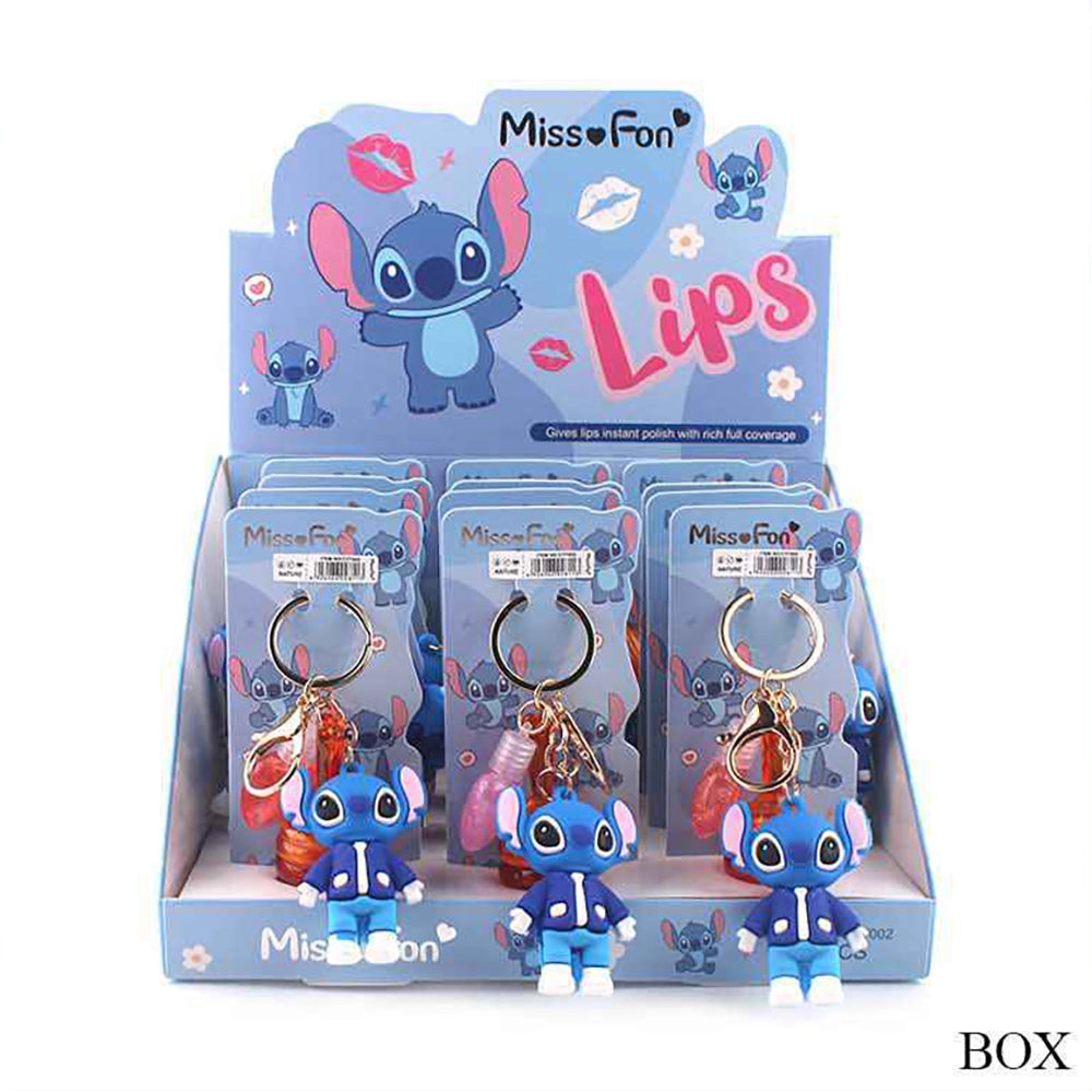 3-in-1 Blue Alien Character Keychain & Lip Gloss Set (ANV-0318)