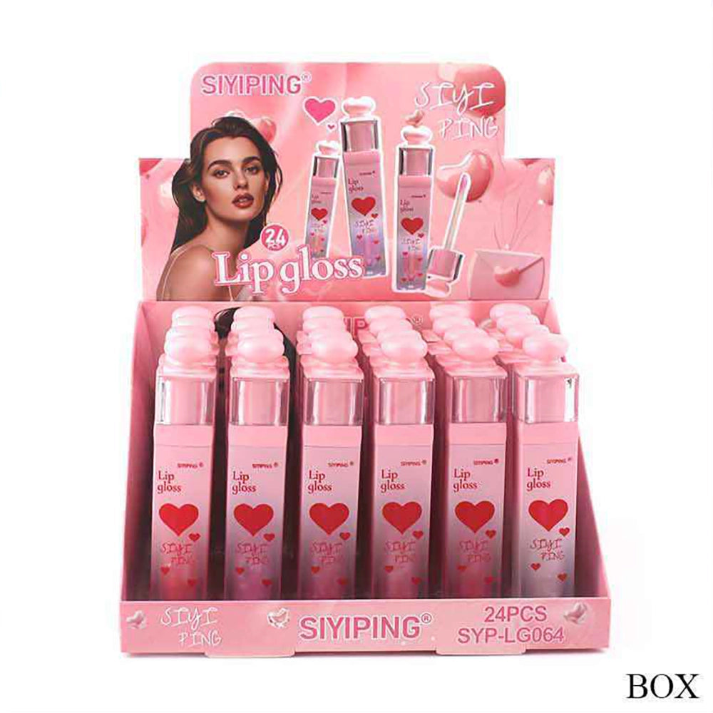 24-Piece Lip Gloss Set - Cute Heart-Themed Liquid Lip Tint with Decorative Wand (ANV-0407)