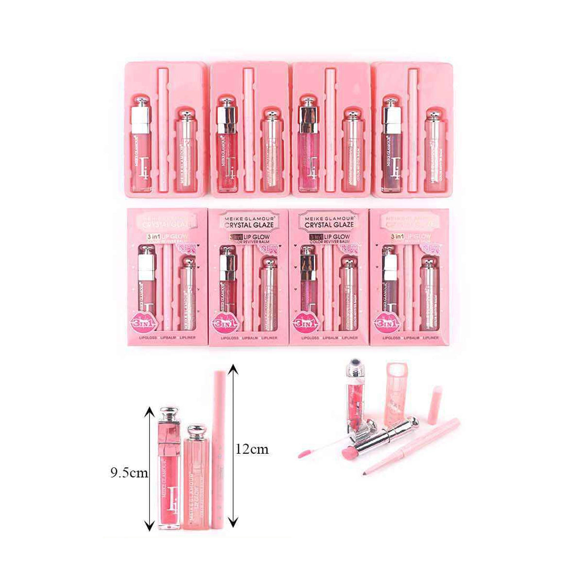 Meike Glamour Crystal Glaze 3-in-1 Lip Glow Set (ANV-0443)