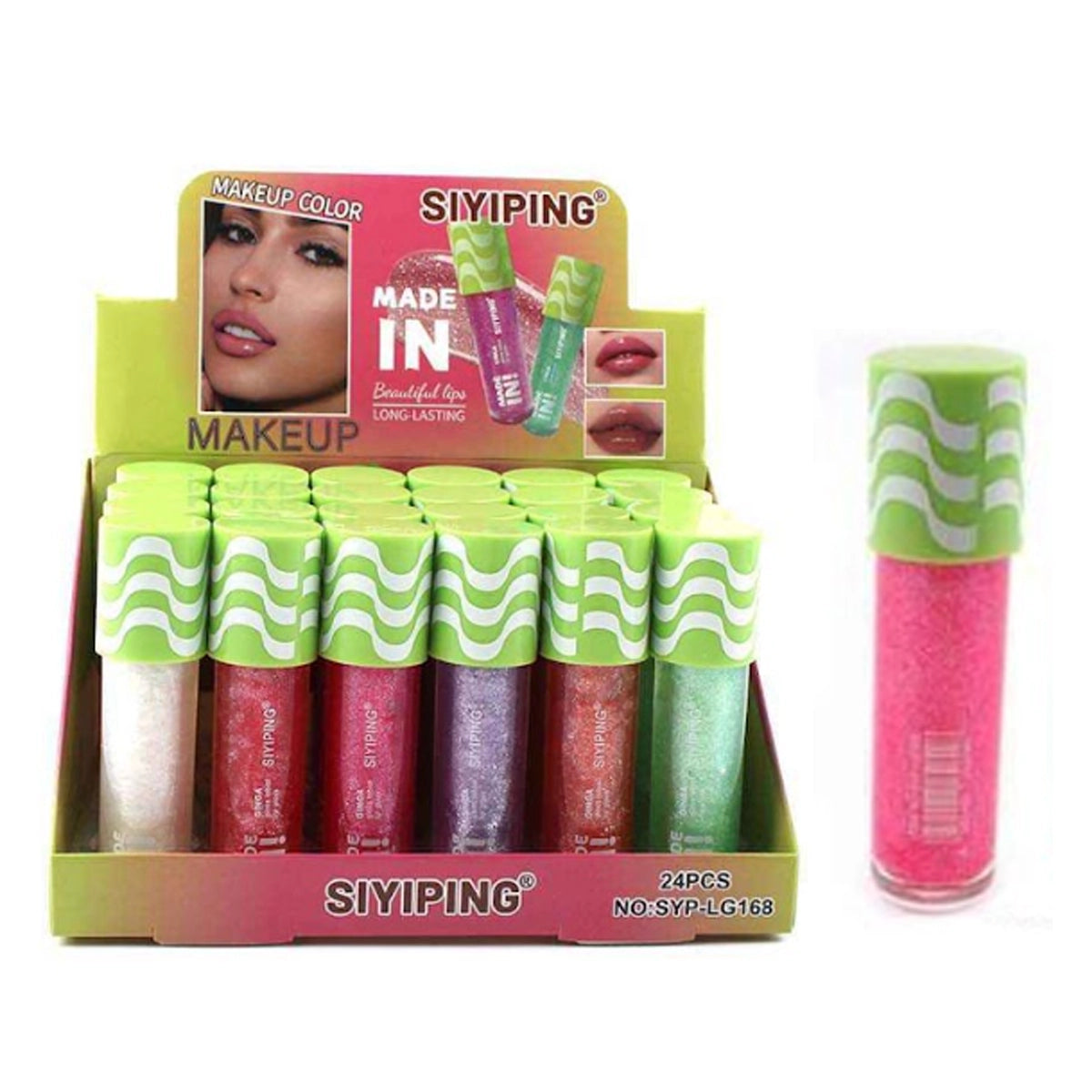 Made In! Glitter Lip Gloss Set – Long-Lasting Shimmer (24-Piece) ANV-0968
