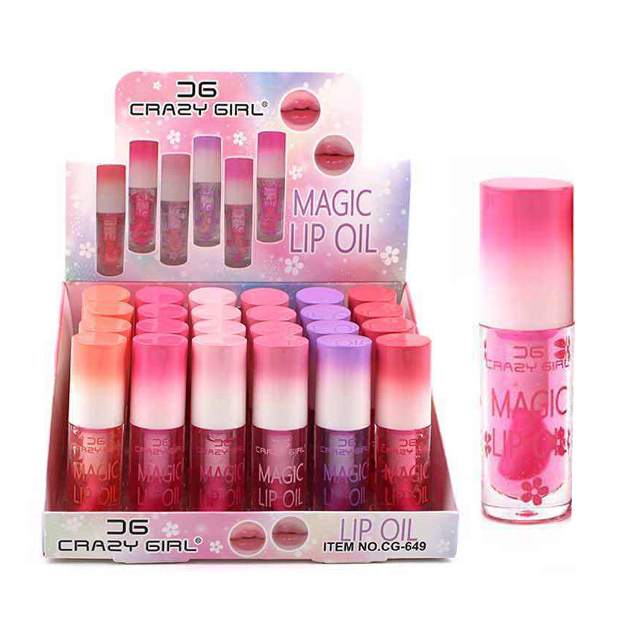 Magic Lip Oil by Crazy Girl - Color-Changing Moisturizing Gloss (24pc Display) ANV-0982