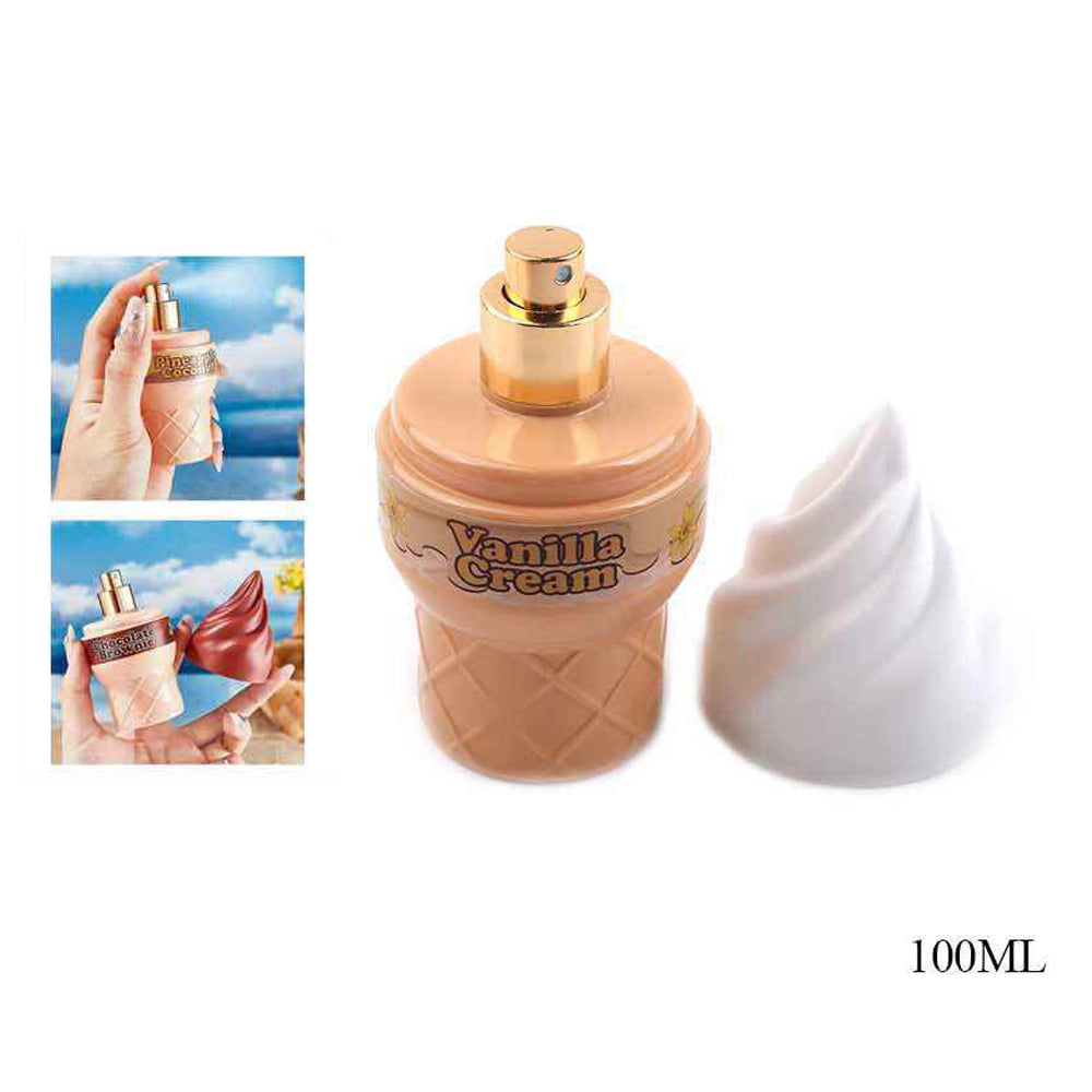 Vanilla Cream Ice Cream Cone Perfume for Women & Teens, 100ml Eau De Toilette – Sweet Gourmand Fragrance in Novelty Bottle (ANV-1053)