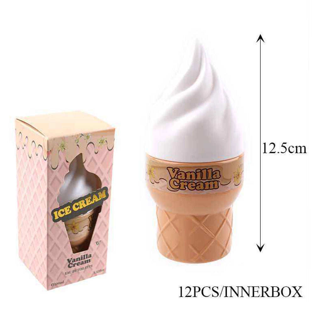 Vanilla Cream Ice Cream Cone Perfume for Women & Teens, 100ml Eau De Toilette – Sweet Gourmand Fragrance in Novelty Bottle (ANV-1053)