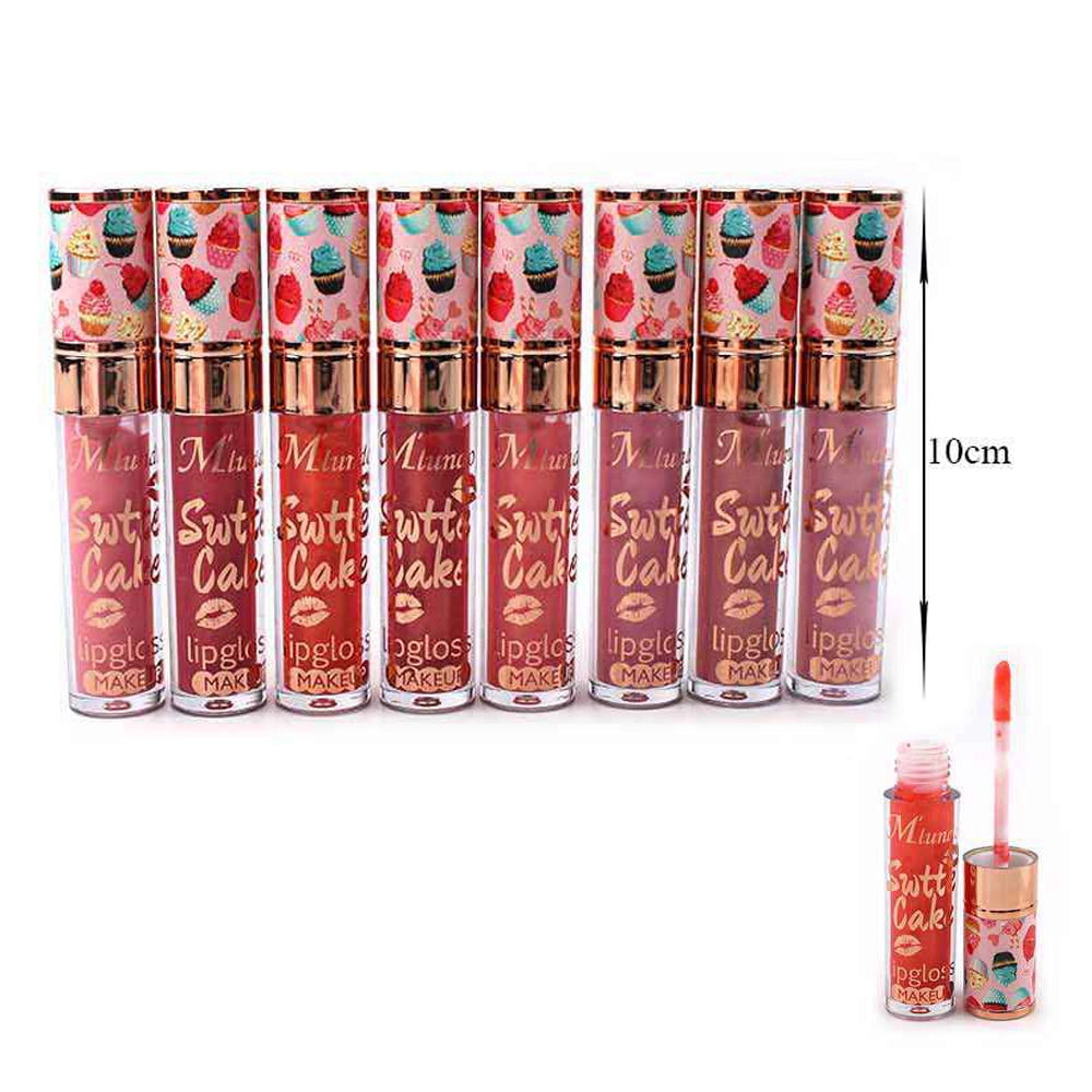 Sweet Cake High-Shine Lip Gloss Display Set – 24 Pcs (ANV-1070)