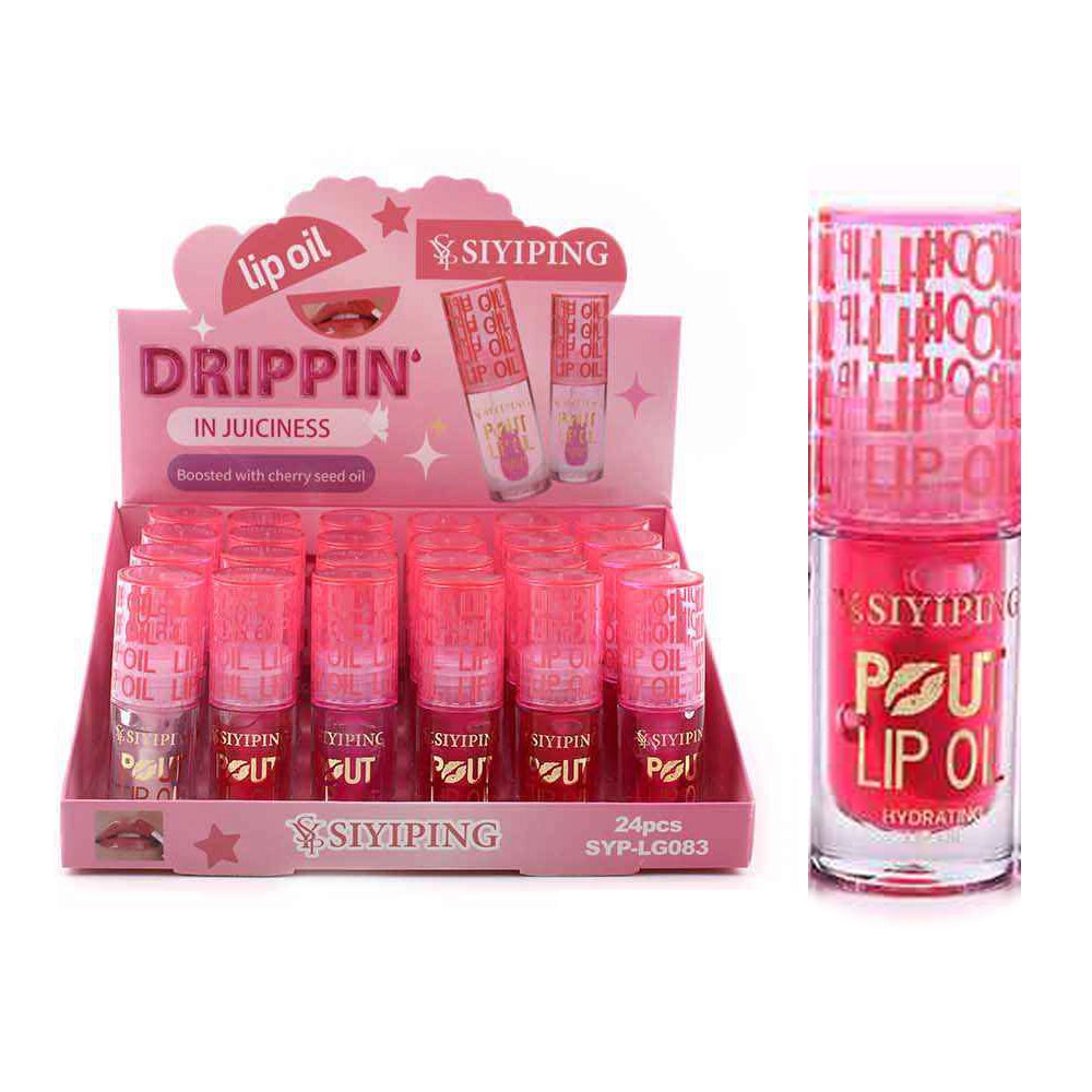 Siyiping "Drippin' in Juiciness" Pout Lip Oil - Hydrating High-Shine Gloss (24pc) ANV-1072