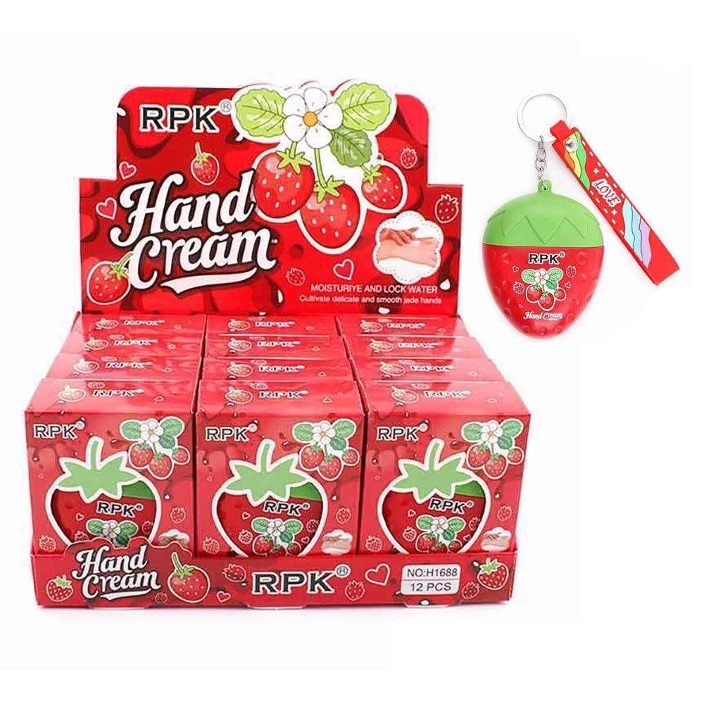 Strawberry Moisturizing Hand Cream Keychain (12-Piece Box Set) (ANV-1249)