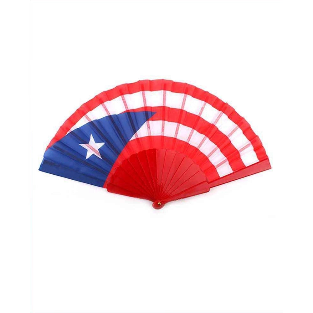 Puerto Rican Flag Design Folding Hand Fans (12-Pack) (ANV-1257)