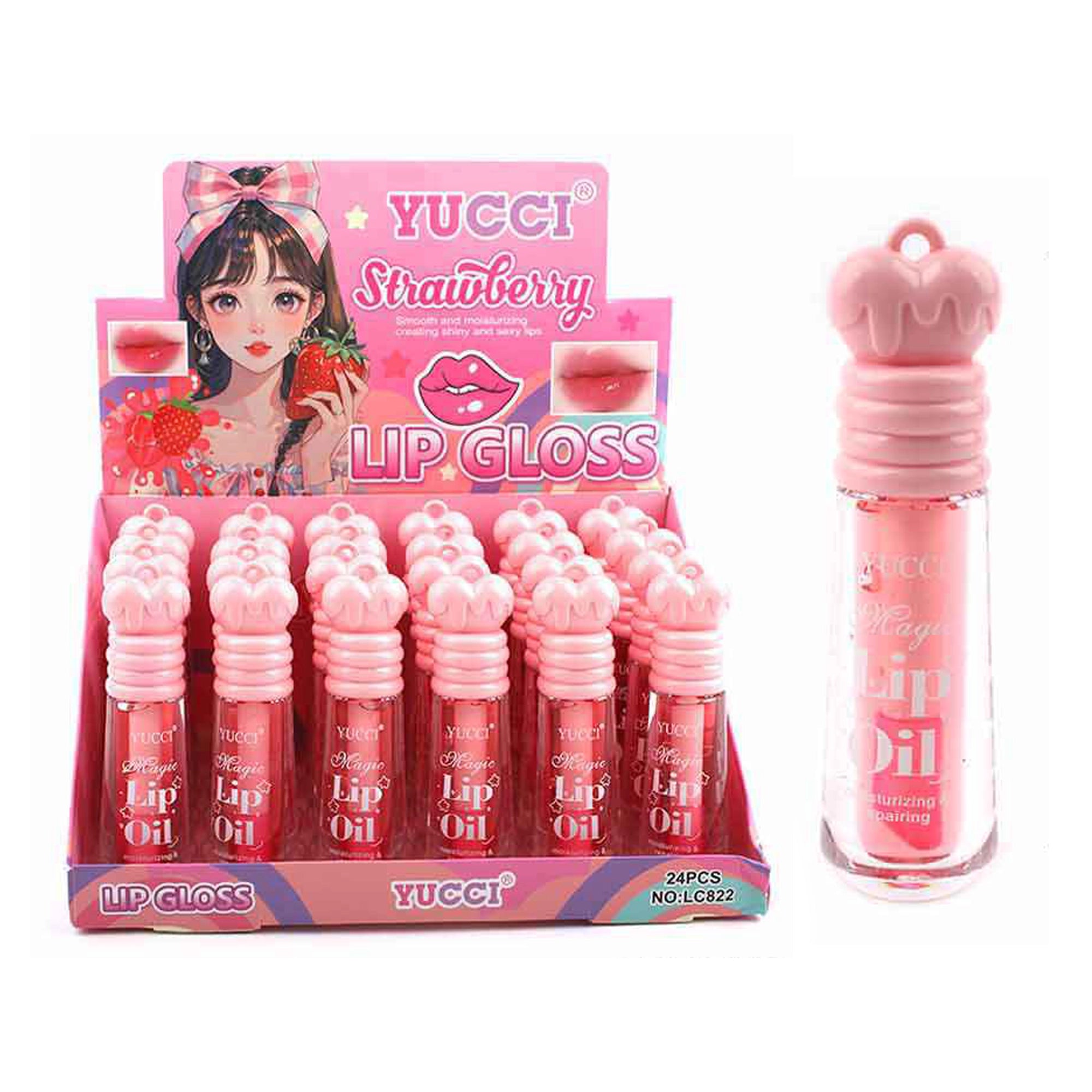 Magic Strawberry Lip Oil – Moisturizing & Repairing Gloss (24pc Display) ANV-1269