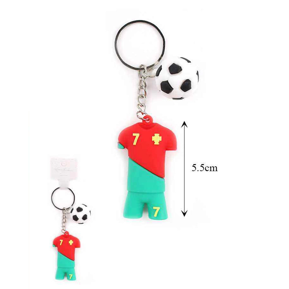 Mini Soccer Jersey Keychain Bulk Pack 12pc – 3D Rubber Football Kit Keyrings with Soccer Ball Charm (ANV-1319)