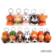 Cute Animal Dog Squishy Keychains – Assorted Cartoon Puppy Party Favors 12pcs (ANV-1340)