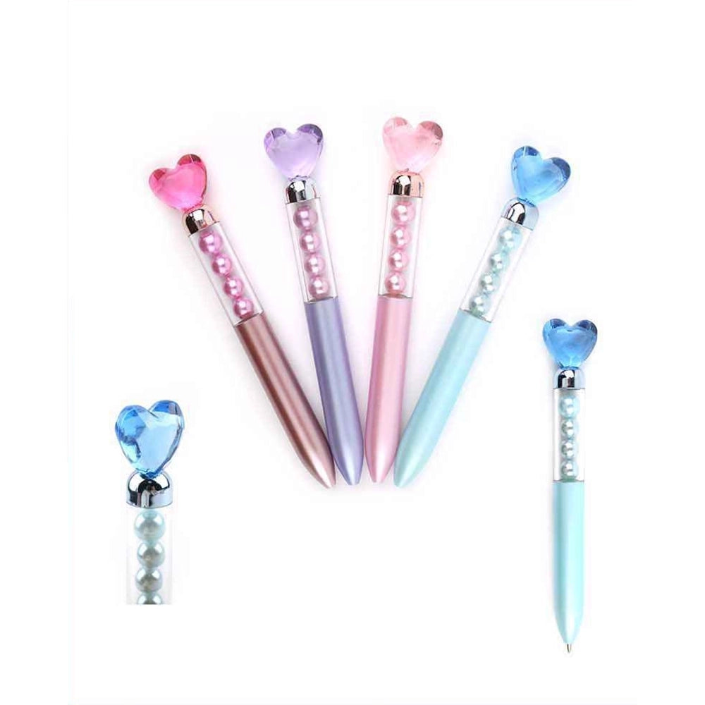 Whimsical Pearl Heart Decorative Ballpoint Pens - 48pc Display Box (ANV-1379)