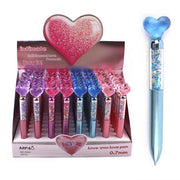 Romantic Heart-Topped Glitter Pens - 48pc Display Set (ANV-1380)