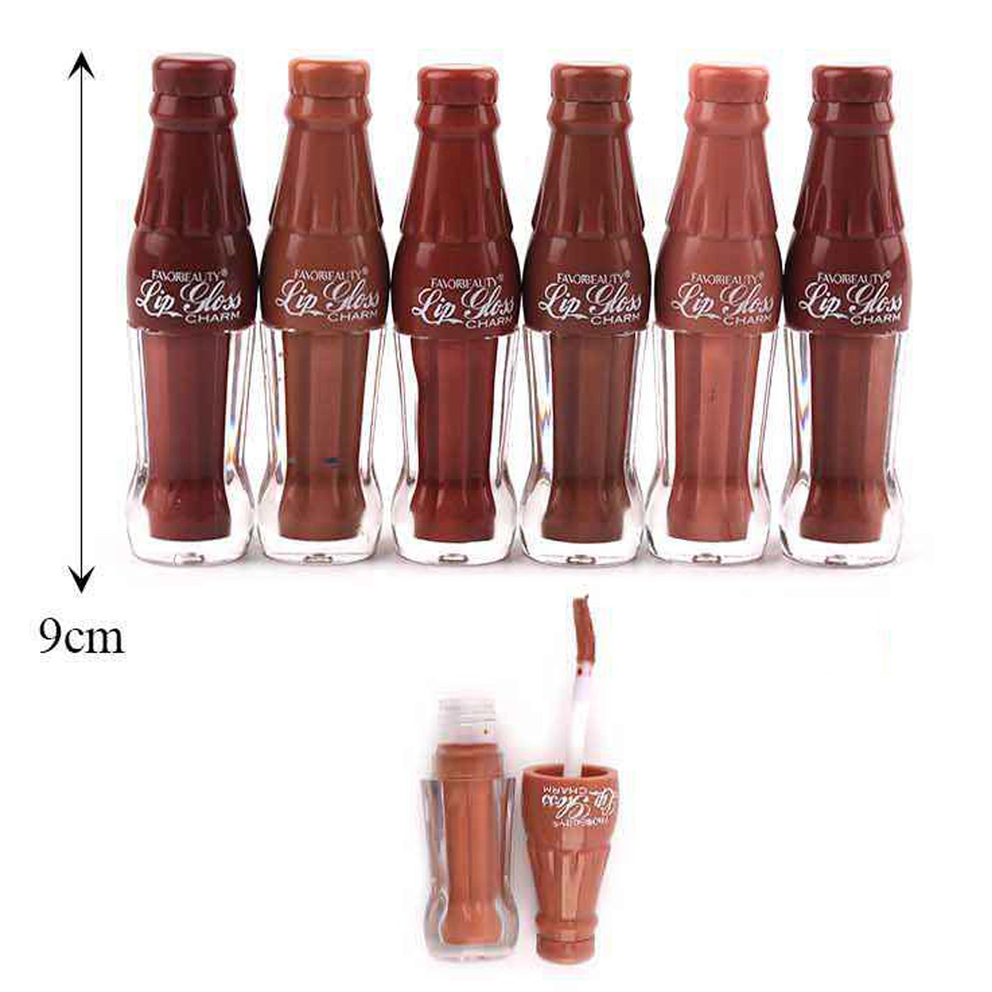 Favor Beauty Lip Gloss Charm 24pc Display Box – Long-Lasting, Rich Color Matte Liquid Lipstick (9cm Cola Bottle Design, LG3462)