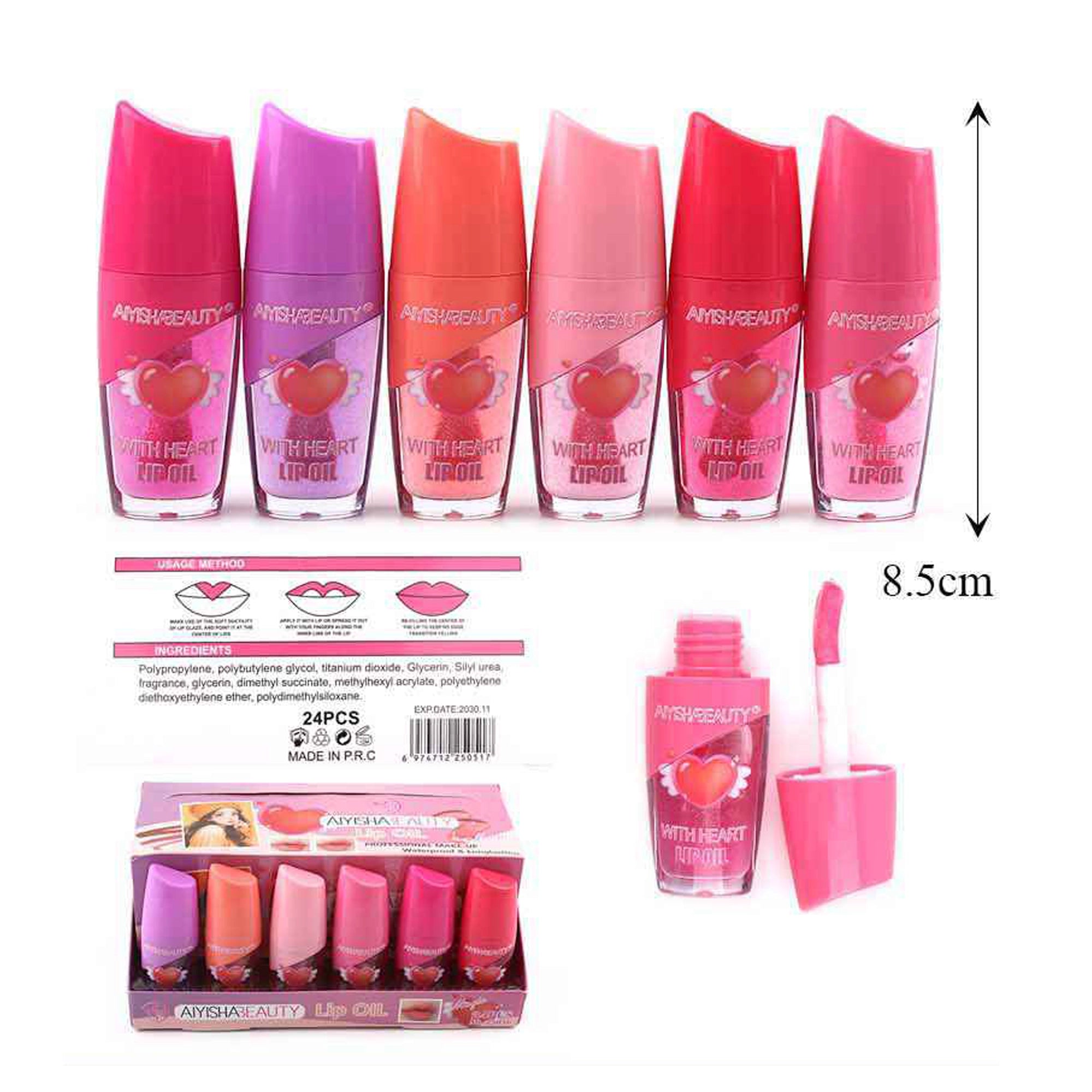 Beauty Magic Lip Oil Bulk Set (24-Pack) – Waterproof, Long-Lasting Hydrating Lip Gloss in Assorted Pink and Coral Shades (ANV-1395)