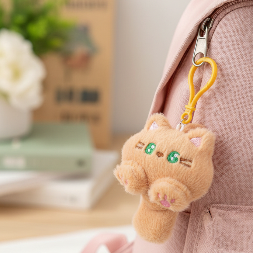 12-Piece Cute Mini Plush Cat Keychain Set – 10cm Kawaii Soft Stuffed Animal Bag Charm Assortmen (ANV-1471)