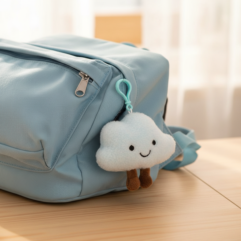 Cute Plush Cloud Keychain Bulk Pack (12pcs) – Mini Smiling Cloud Backpack Clips, Kawaii Stuffed Toy Charms for Kids, Party Favors, Goodie Bags (ANV-1473)