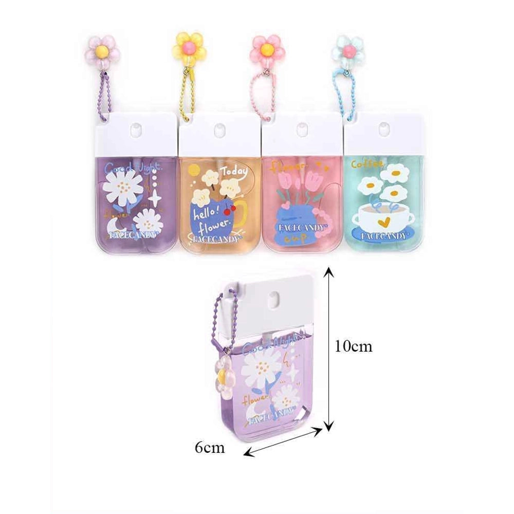 Facecandy Moisturizing Hand Sanitizer Spray mist Keychain – Cute Floral Flat Pocket Mist Bottle with Flower Charm (10cm x 6cm, 12-Pack Box) | ANV-1554