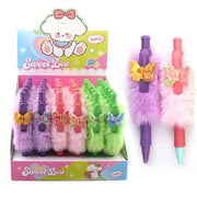 Cute Fuzzy Plush Butterfly Ballpoint Pens Set – Pastel Novelty Retractable Pens (36-Piece Bulk Box) (ANV-1646)