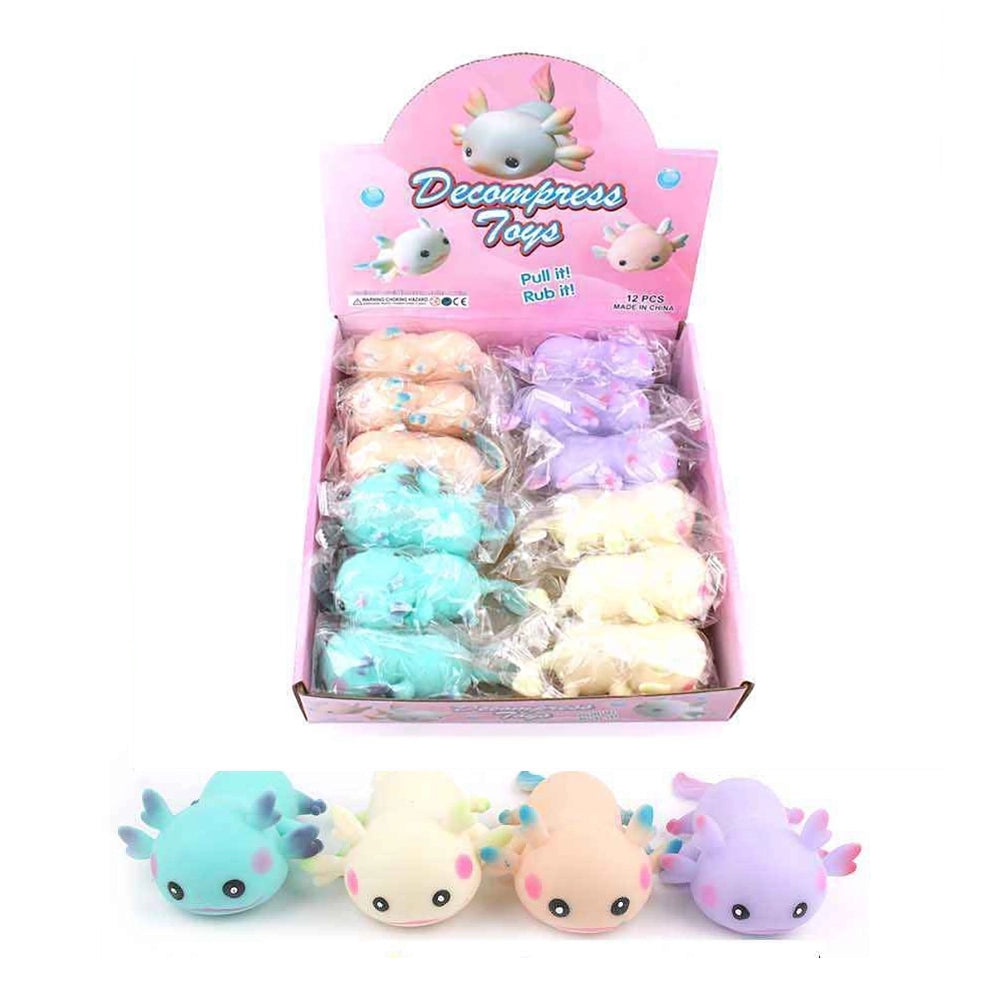 12pc Cute Axolotl Squishy Stress Relief Toys – 12cm Stretchable Fidget Squeeze Toys Bulk Set (ANV-1703)