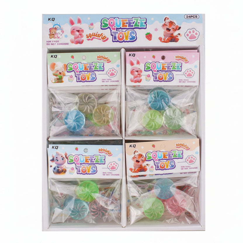 3pc Mini Dumpling Squishy Stress Relief Balls – Clear Colorful Mochi Squeeze Toys Set (ANV-1707)