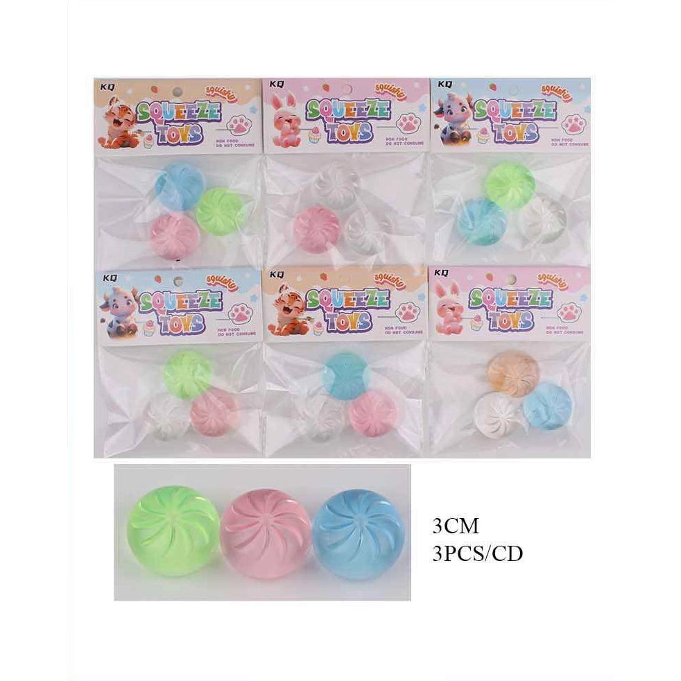 3pc Mini Dumpling Squishy Stress Relief Balls – Clear Colorful Mochi Squeeze Toys Set (ANV-1707)