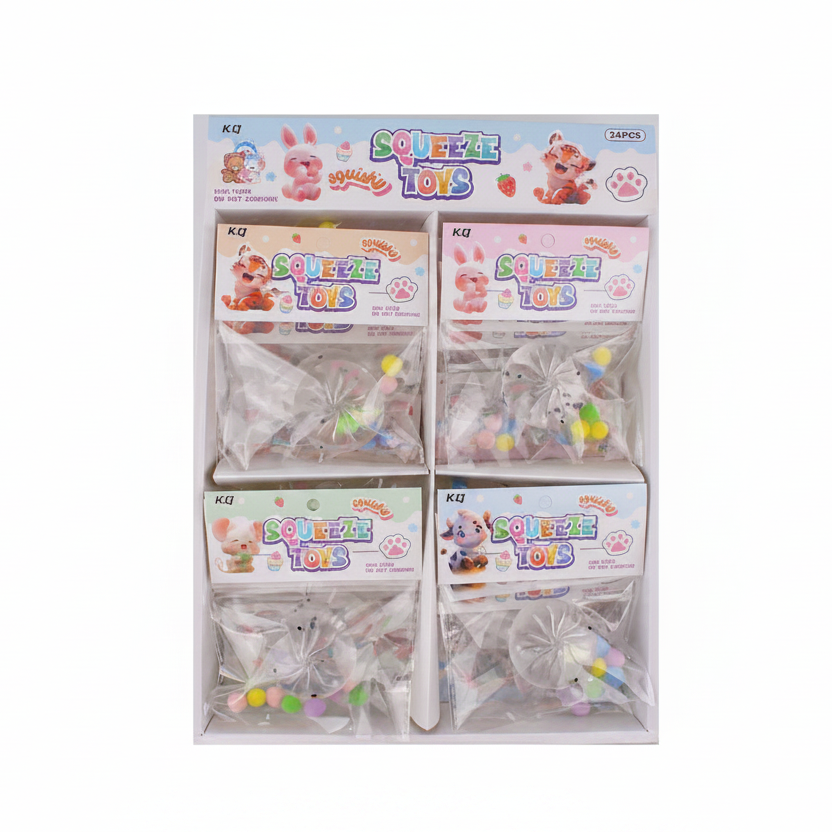 24-Pack Clear Dumpling Squishy Stress Reliever Toys – 5cm Mochi Fidget Squeeze Toy Bulk Display Box (ANV-1708)