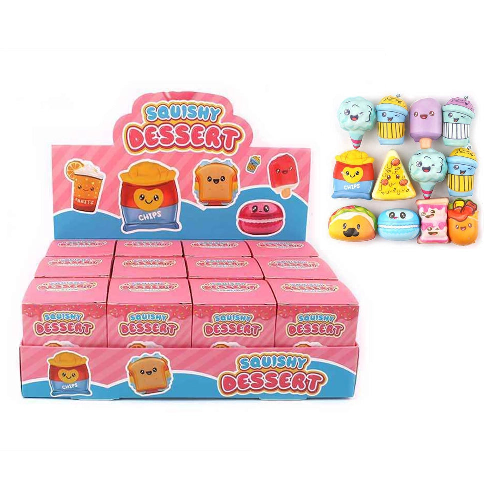 12-Piece Cute Food & Dessert Slow-Rising Mini Squishy Toy Set (5cm) – Kawaii Stress Relief Fidget Toys for Kids & Party Favors (ANV-1722)
