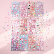 Kawaii 3D Puffy & Squishy Character Sticker Sheet Set – Pastel Animals & Treats 12pcs (ANV-1851)